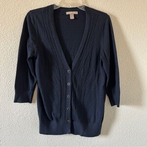 Banana Republic 5% Angora Rabbit Hair Blend Cardigan Women’s Medium Navy Preppy
